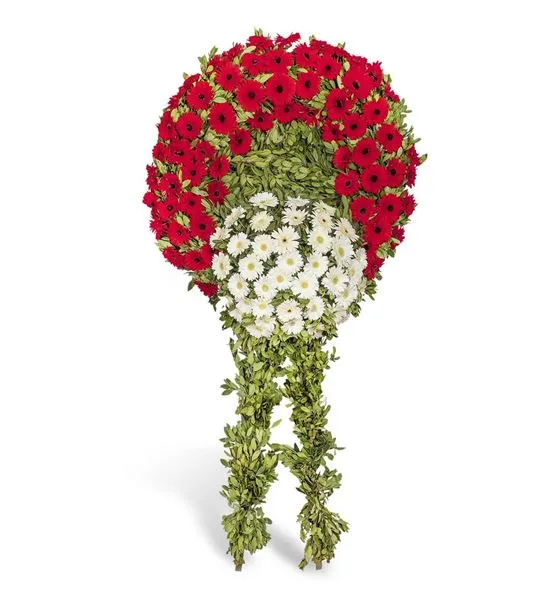 Kırmızı Beyaz Gerbera Cenaze Çelengi
