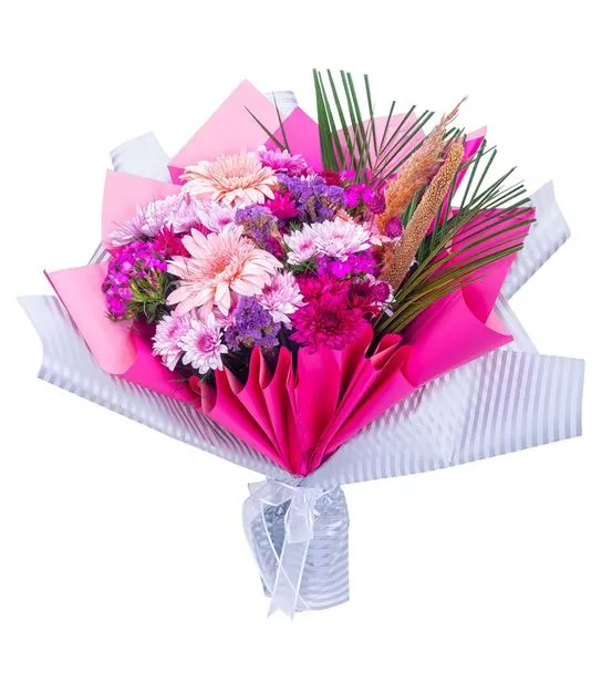 Pembe Rüya Buketi Gerbera ve Krizantem