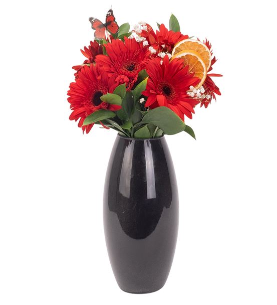 Flaming Emotions Kırmızı Gerbera Tasarım Aranjmanı