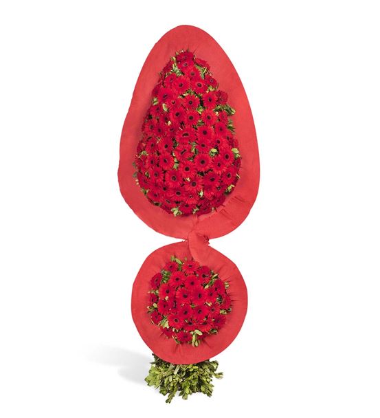 Destansı Sevgi Kırmızı Gerbera Kutlama Çelengi