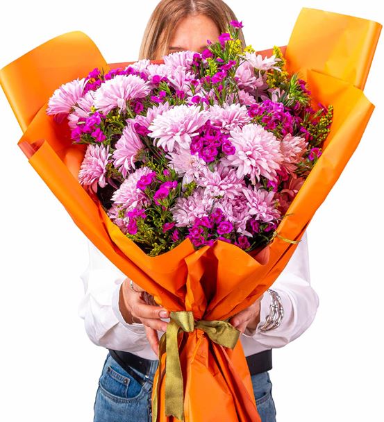 Rana Serisi Orange Bloom Krizantem Buketi